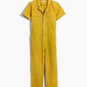 Madewell Short-Sleeve Coverall Jumpsuit in Yellow
